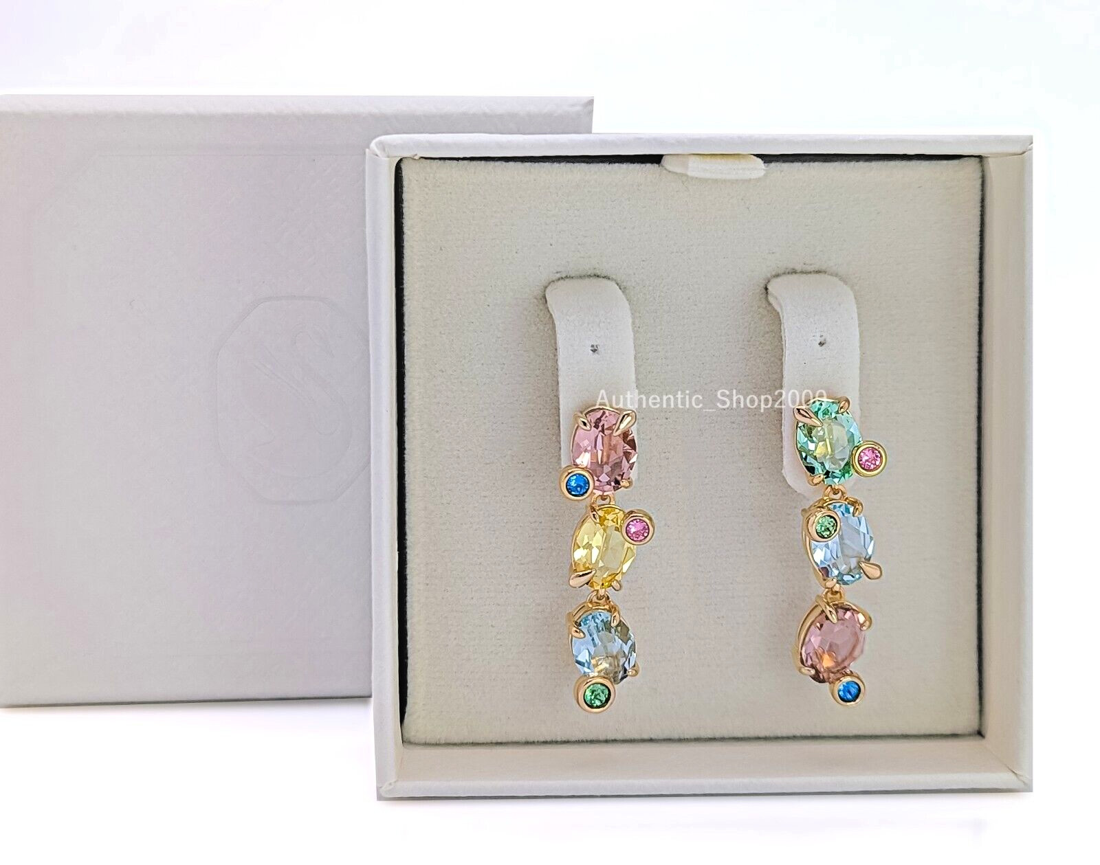 New Authentic SWAROVSKI Colorful Sparkle Crystals Gema Drop Earrings 5714815