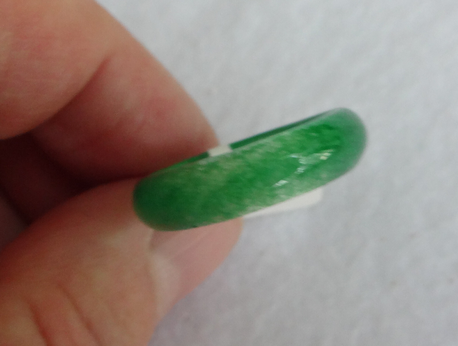Chinese Natural Grade A Translusent Apple Green Jade Nephrite Ring Size 9