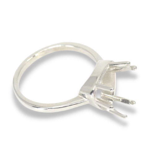 Sterling (5mm-12mm) Trillion Solitaire 6-Prong Premium Ring Mounting Ring Size 7