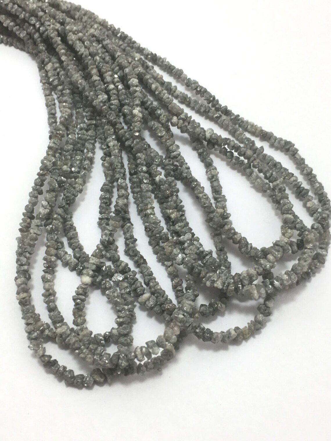 Natural Grey Uncut Diamond Beads 2.5 to 3.5mm 17″ Strand