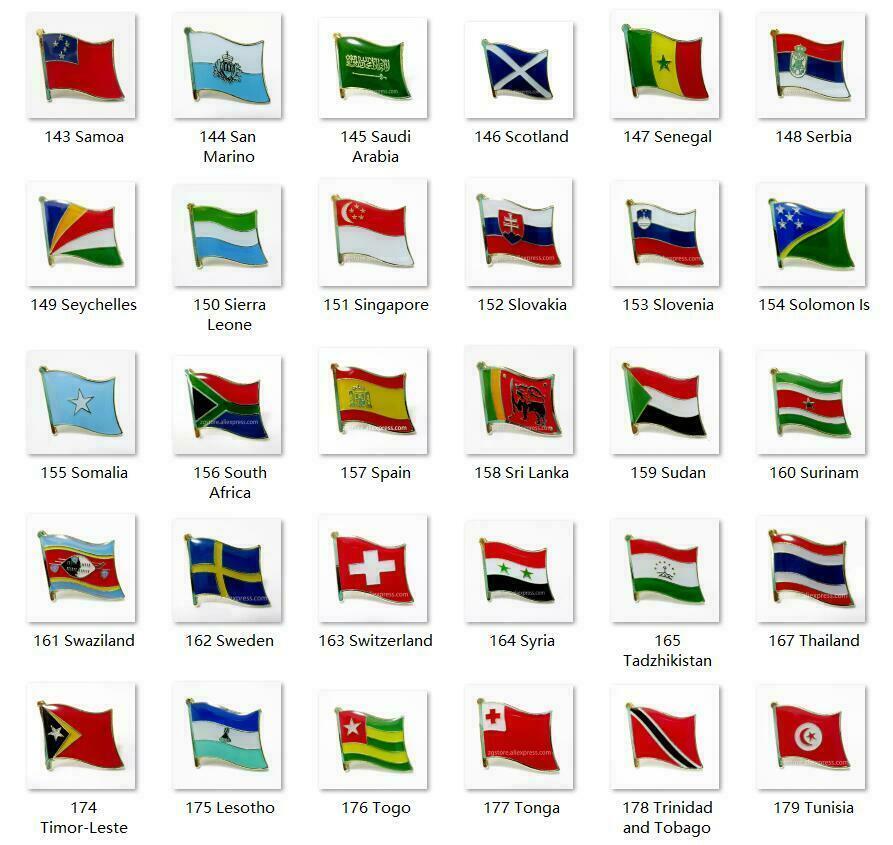 National Flag Metal Lapel Pin Brooch All over the World USA UK Canada Mexico
