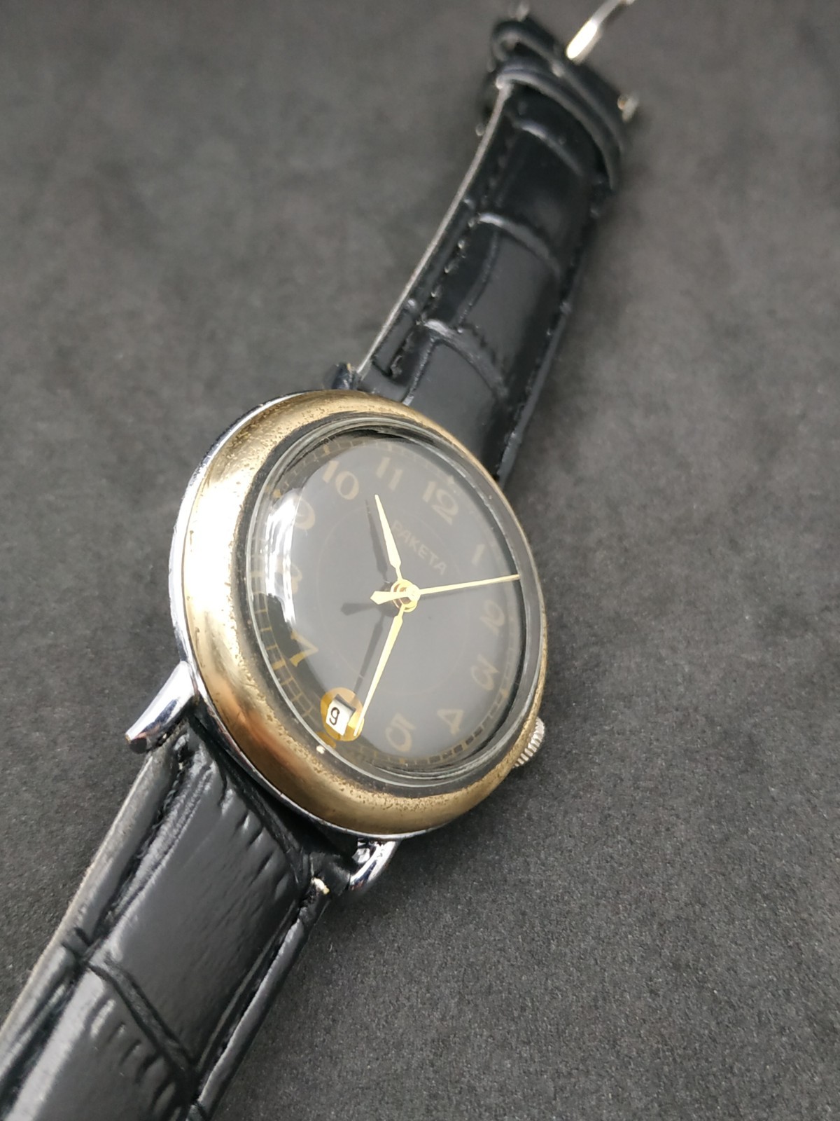 Men’s Dress Vintage USSR Watch Raketa Mechanical 2628.H Black Dial Retro Soviet