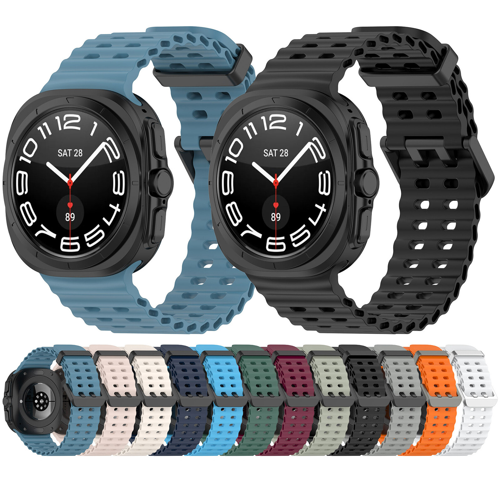 2Pack Sport Breathable Silicone Band Strap For Samsung Galaxy Watch 7 Ultra 47mm