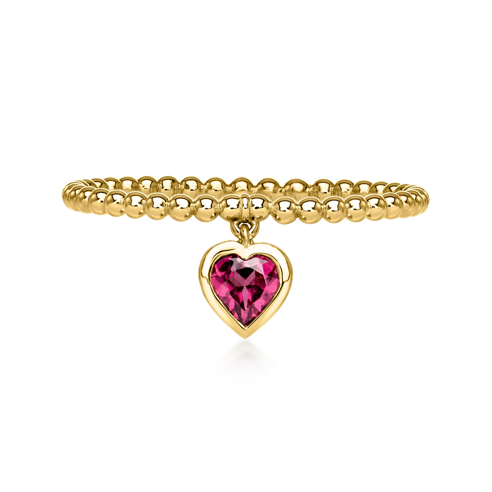 Ross-Simons 0.20 Carat Rhodolite Garnet Heart Charm Ring in 10kt Yellow Gold