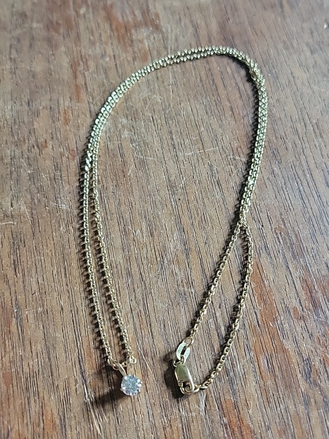 14K Yellow Gold 20″ Cable Link Chain & ~0.36ct Natural Solitaire Diamond Pendant