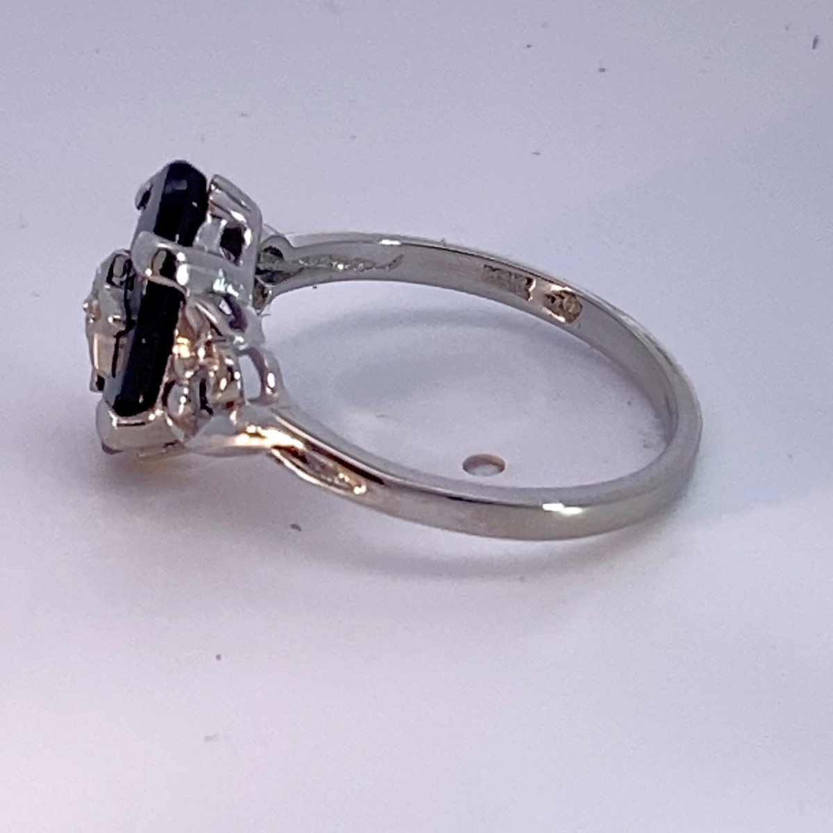 Synthetic Onyx Lady’s Stone & Diamond Ring .005 CT. 14K White Gold 2 (KS1024190)
