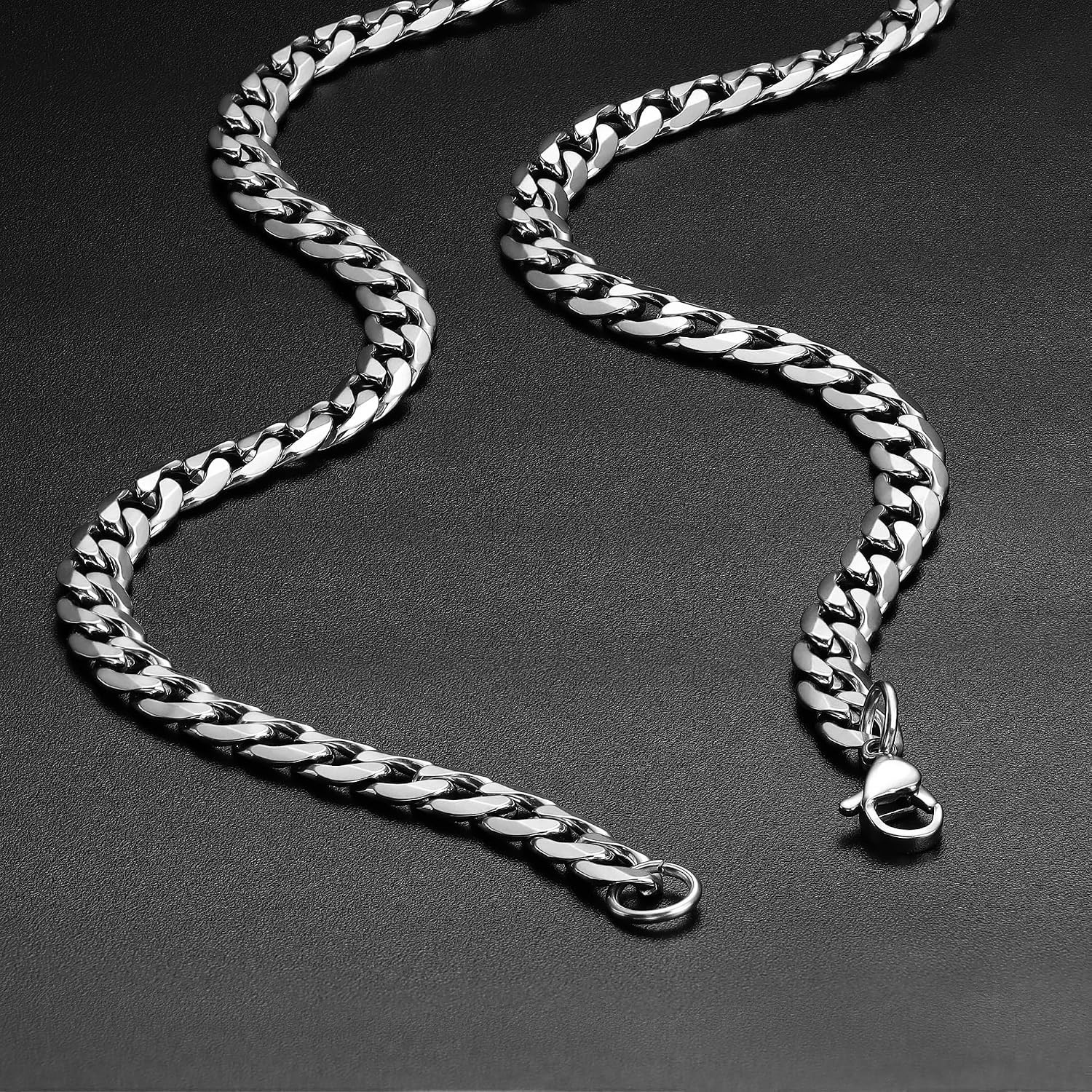 18-40″MEN Stainless Steel 3/4/5/6/8mm Silver Miami Cuban Curb Chain Necklace*155