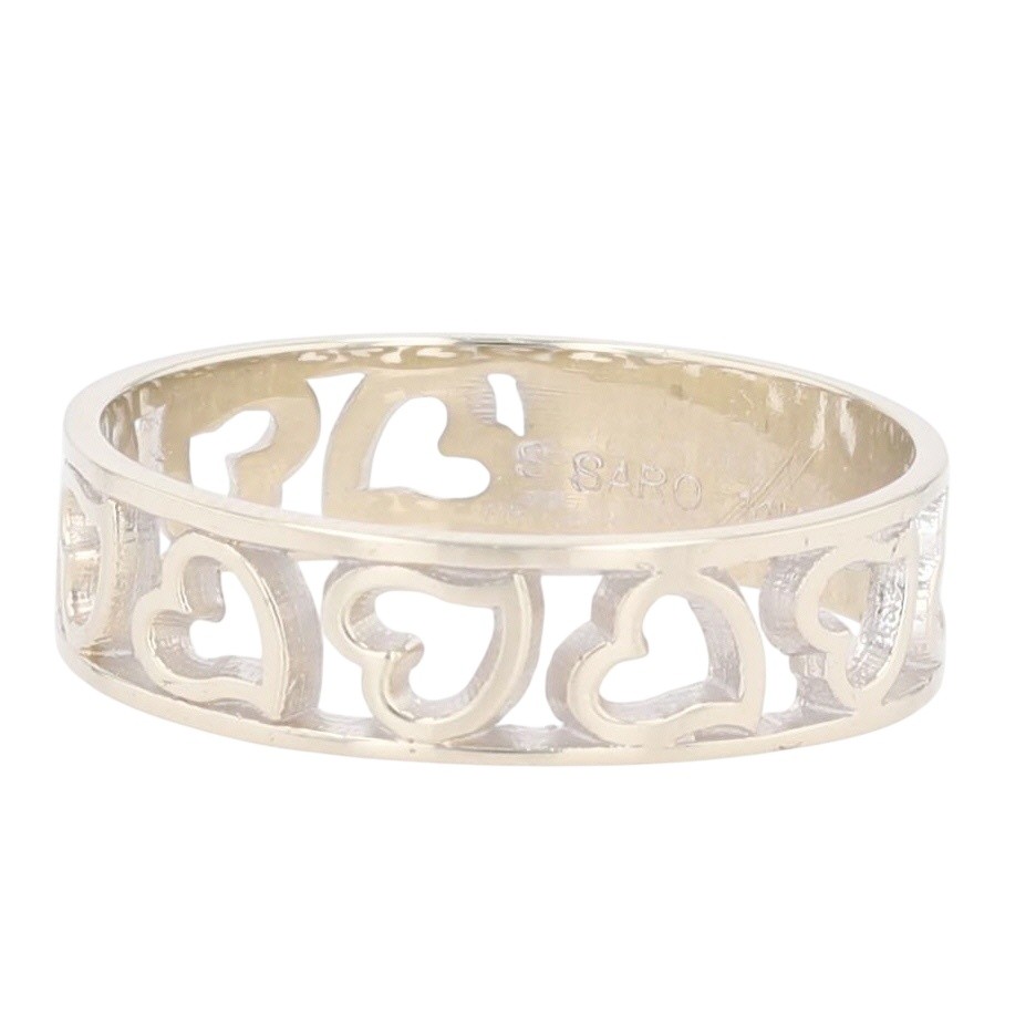 5mm Heart Openwork Statement Band Ring 14k White Gold 1.98 Grams Size 6.25
