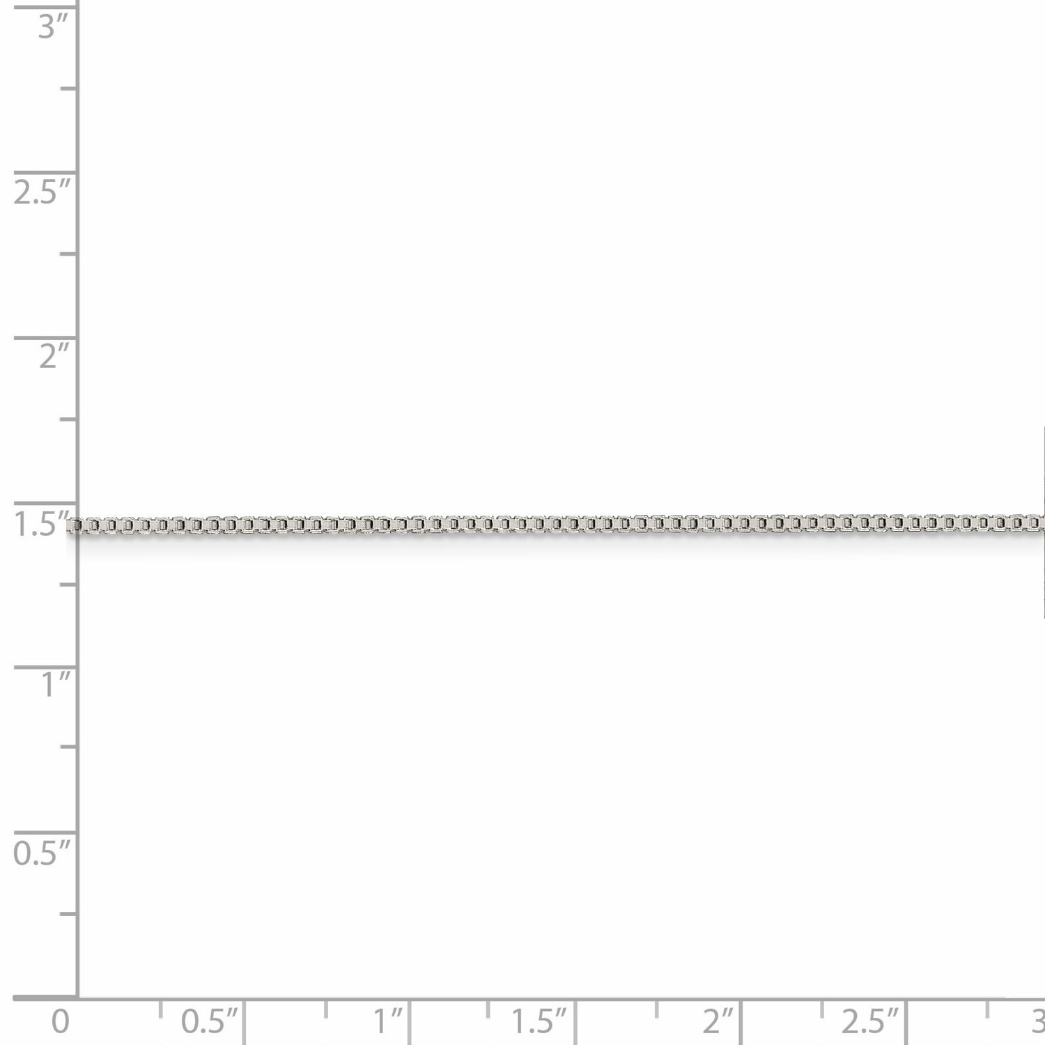 Sterling Silver Rhodiumed 1.25mm Plain Box Chain w/ Lobster Clasp 16″ – 30″