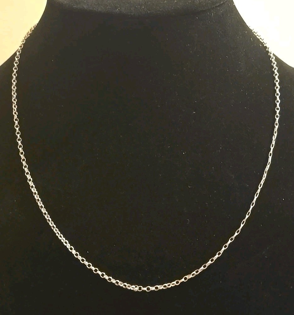 14K WG Italy Rolo Link Chain Necklace Spring Ring Clasp/Closure, App. 19 3/8 In.