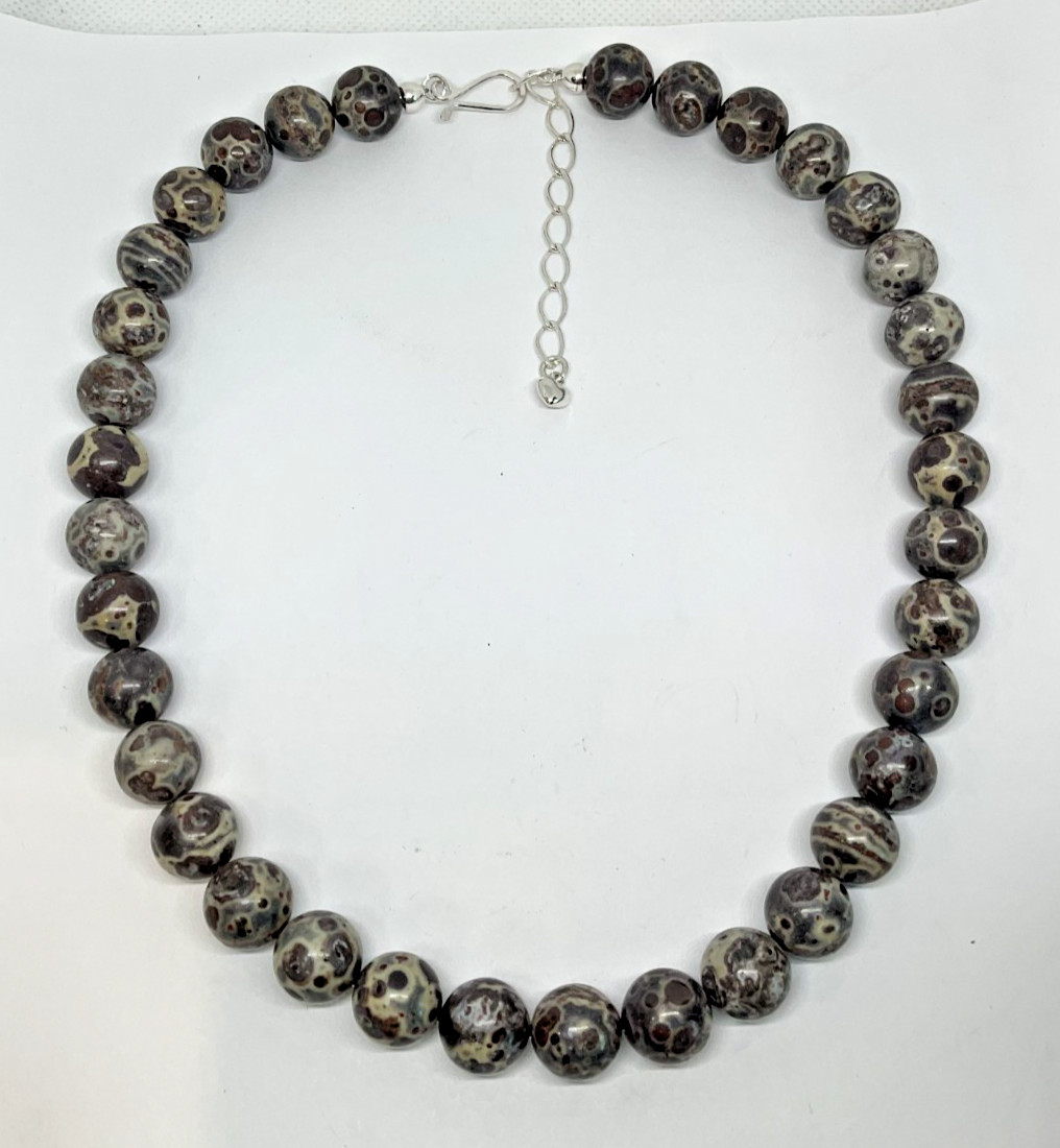 Jay King DTR Sterling Silver 925 Birds Eye Rhyolite Jasper Bead Necklace