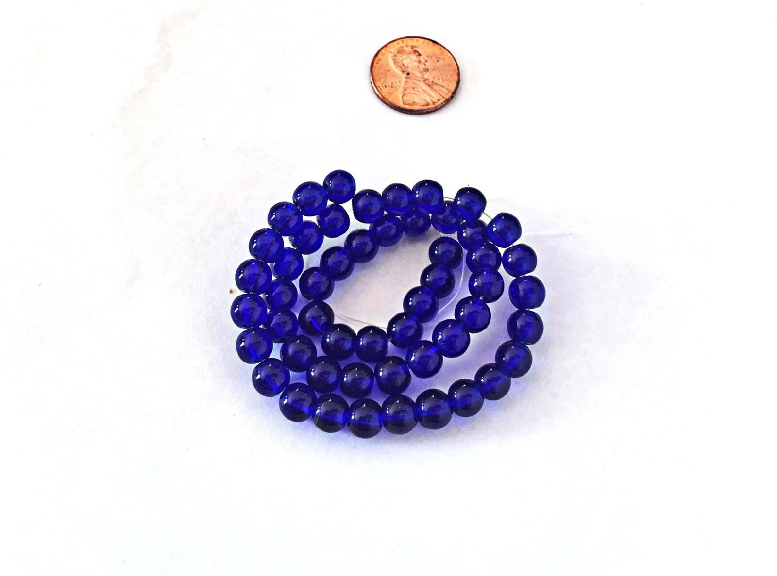 50 Czech Glass Round / Rocaille Beads – Cobalt Blue 6mm