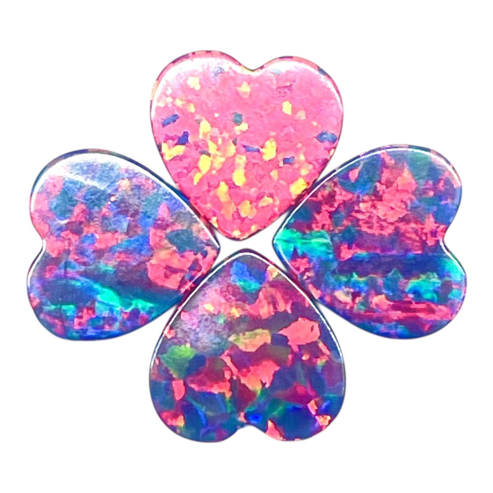 4 Pcs Black Australian Opal 9mm Heart Cabochon AAA Quality Lab Created Gemstones