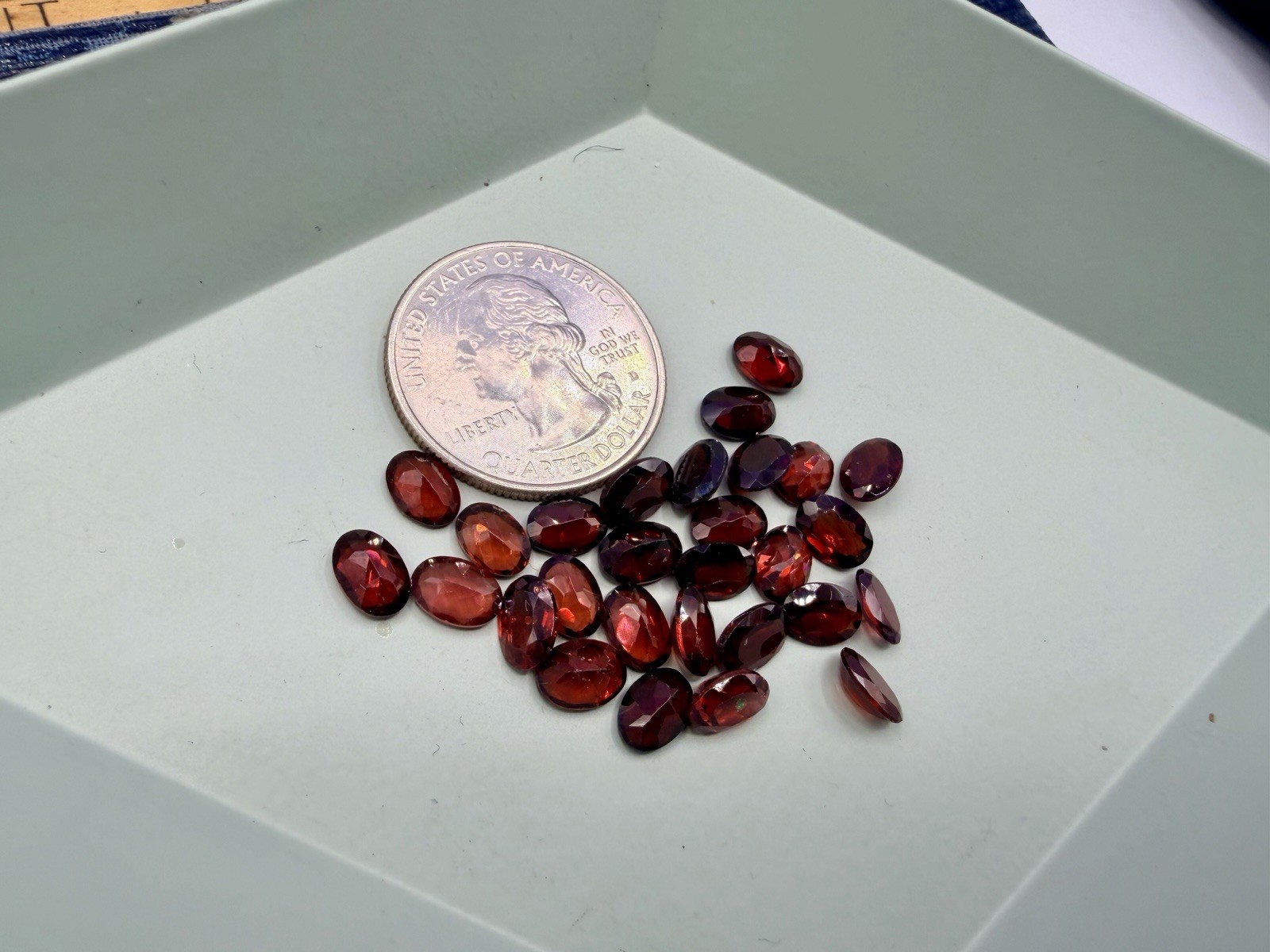 24ctw Cut Gemstones Red Garnet 5x7mm Estate Jewelry Making Lot 27 Pcs
