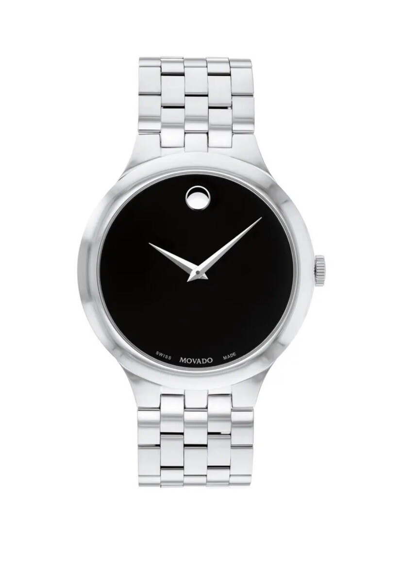 Brand New Movado Men’s Veturi Black Dial Stainless Steel 40mm Watch 0607415