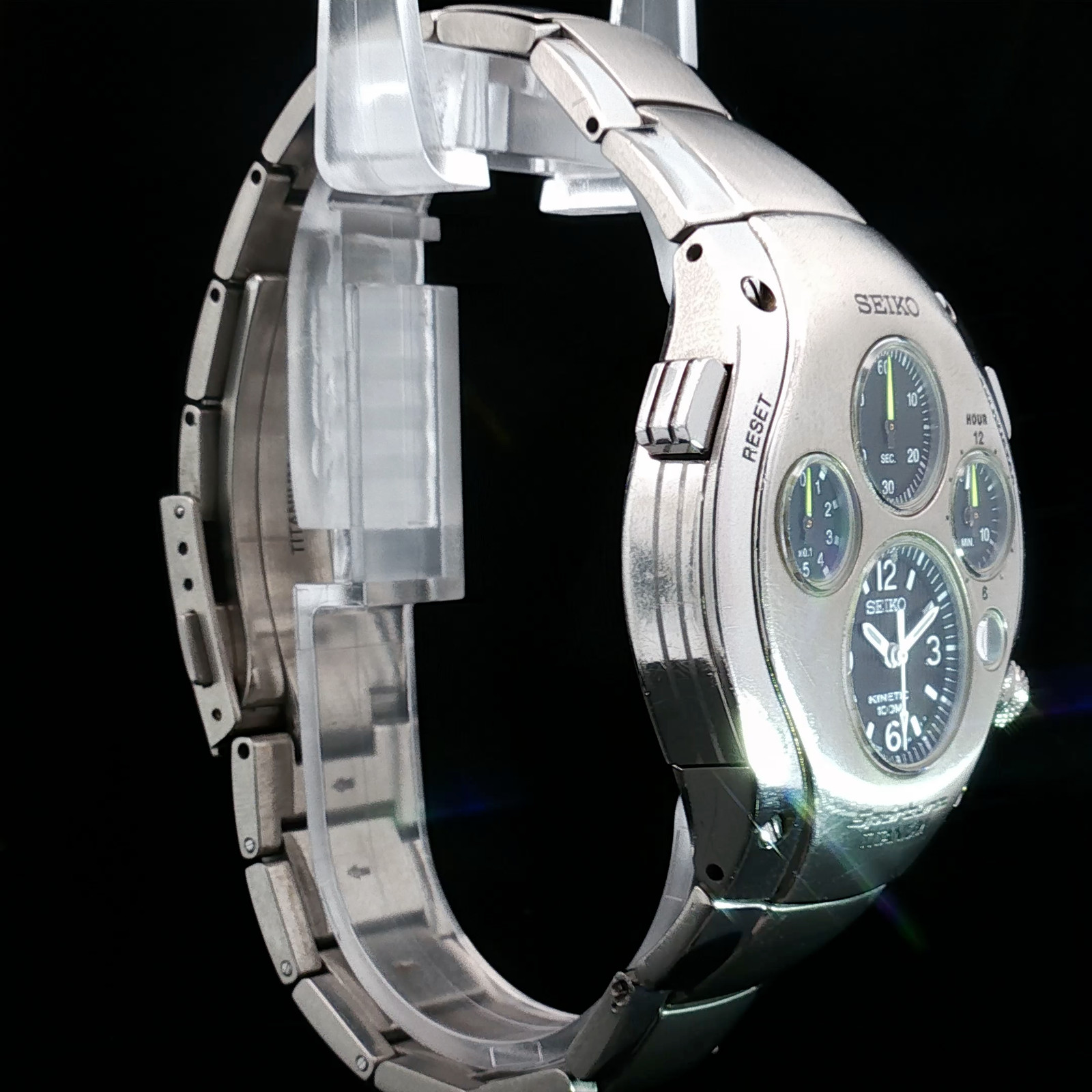 Seiko Sportura SLQ011 – Kinetic Chronograph – 9T82 – Jay Leno Titanium **SUPER R