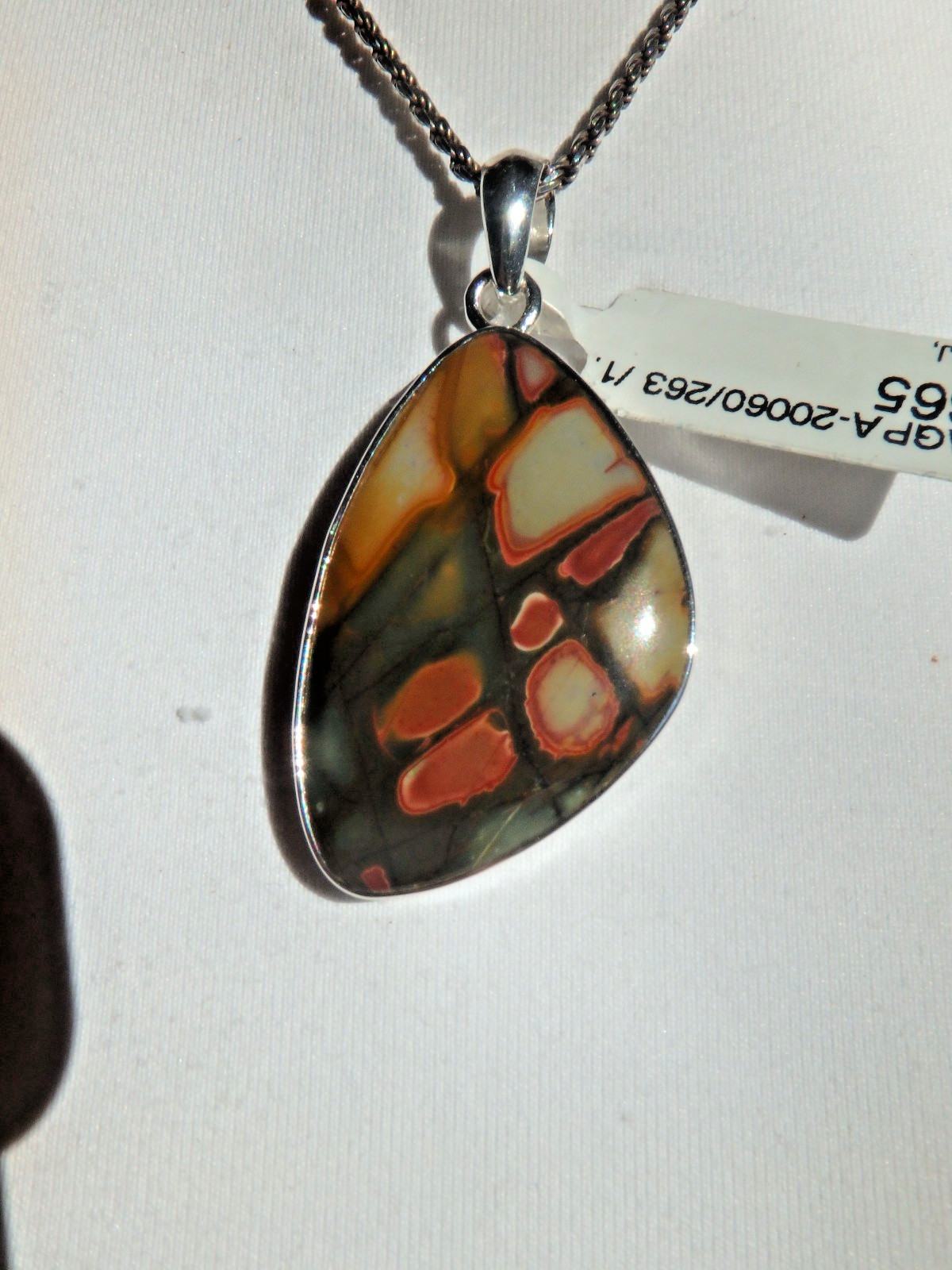 Polychrome Jasper Pendant NWT $65 Sterling Silver 925