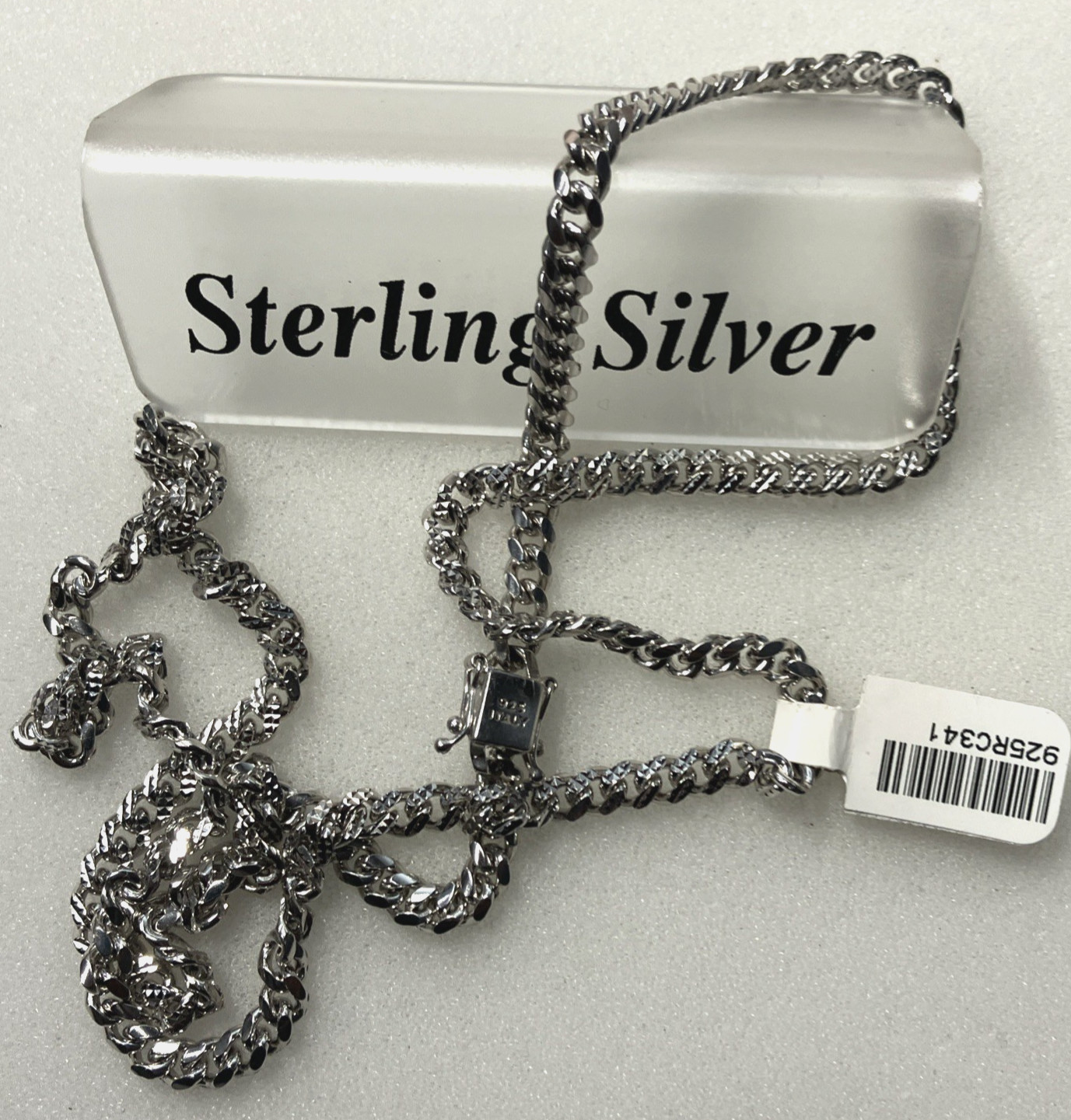 925 Sterling Silver Italy Solid Cuban Link Diamond-Cuts Chain 34grams 4.8mm 24”