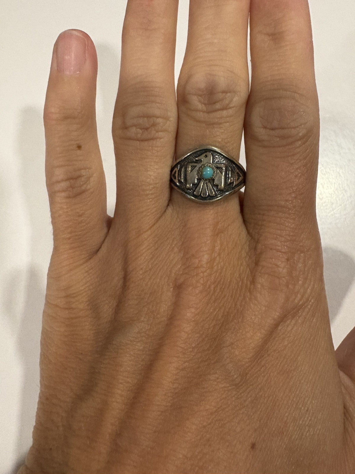 Bell Trading Post Native American Thunderbird Motif Ring Sterling Silver Size 8