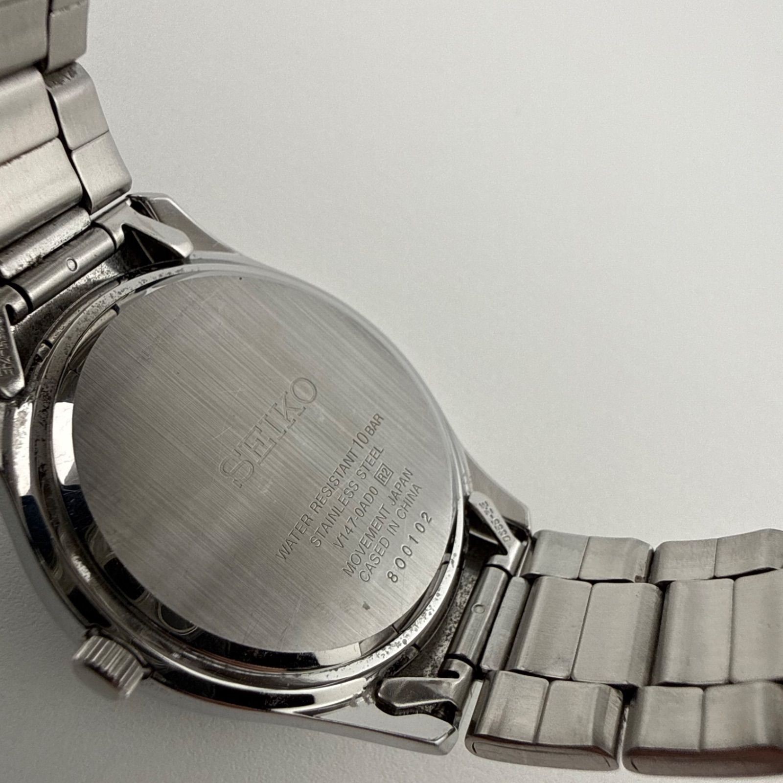SEIKO V147-0AD0 Solar Quartz Watch Unisex Working Condition Short Band