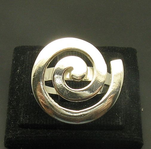 Sterling Silver Ring Spiral Stamped Solid 925 Nickel Free Hallmarked Handmade