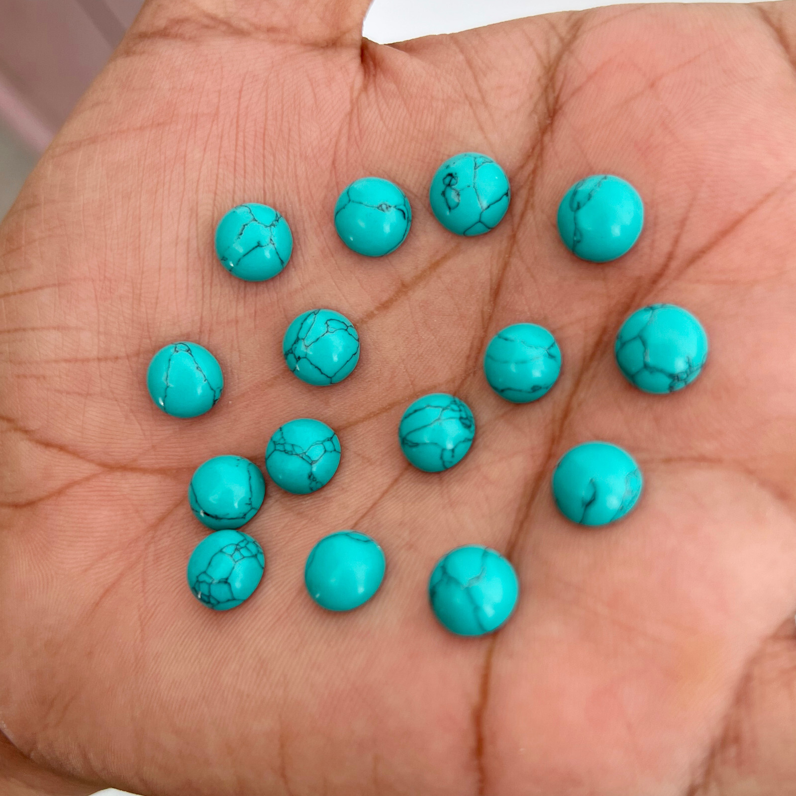 Synthetic Blue Turquoise Round 3 mm to 20 mm Cabochon Loose Gemstone Lot