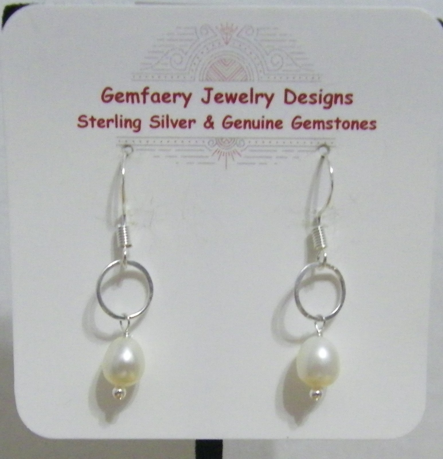 Sterling Silver Wire-Wrapped CULTURED PEARL Dangle Earrings #303…Handmade USA