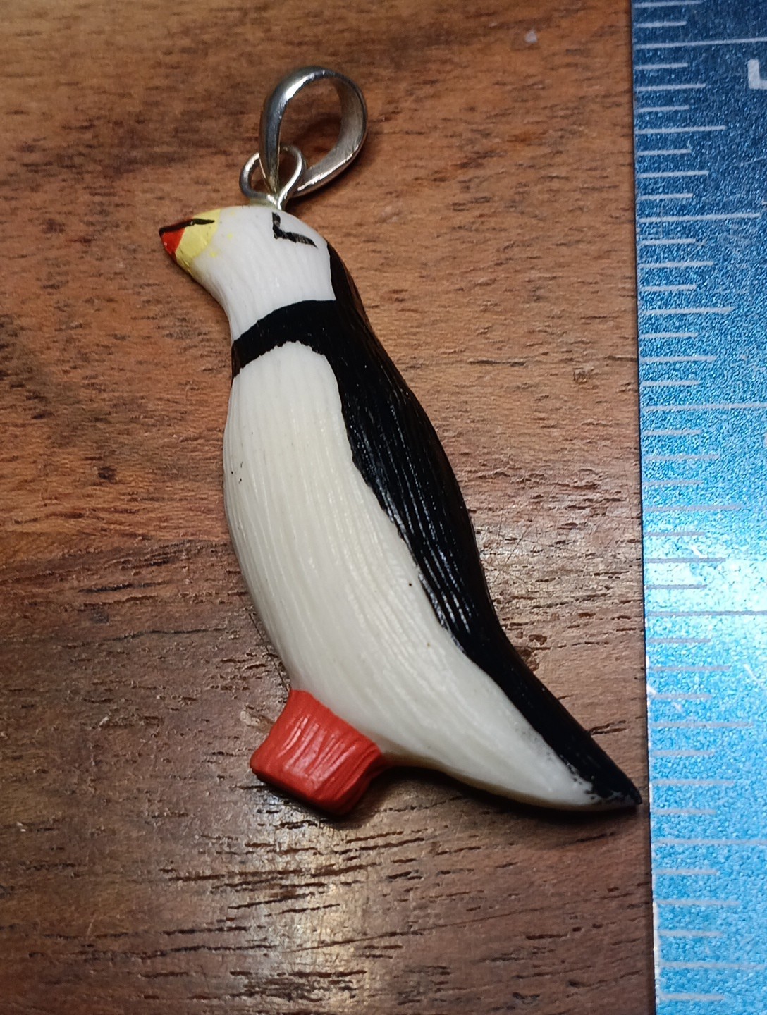 HANDMADE CARVED WATER BUFFALO BONE PUFFIN BIRD ALASKA BONEYARD COLLECTION