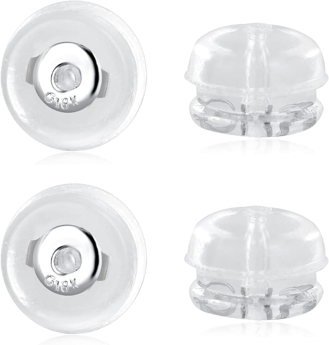 Elegant Silicone Earring Backs for Sensitive Skin – 14K Gold, 2 Pairs Included