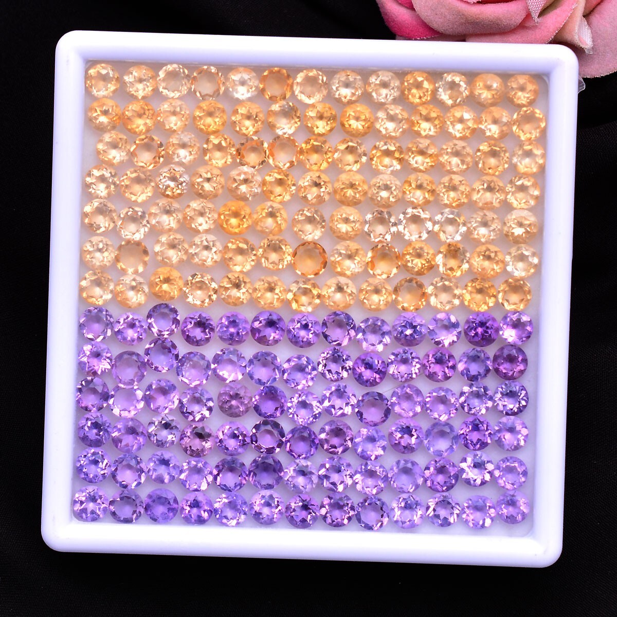 VVS 10 Pcs Natural Citrine & Amethyst 6mm Round Cut Untreated Loose Gemstones