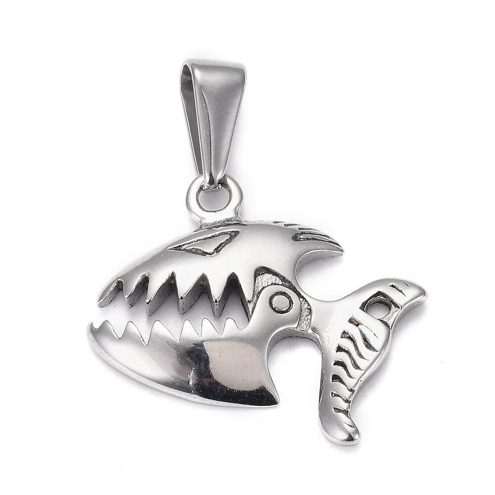 Piranha Necklace, Pure 304 Stainless Steel, Strength Savagery Fertility Teamwork