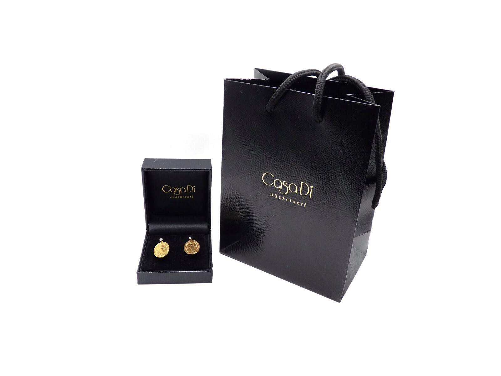 Madonna Earrings Hand Made Brilliant 0.10ct 750 18K Rose Gold Length: 27mm