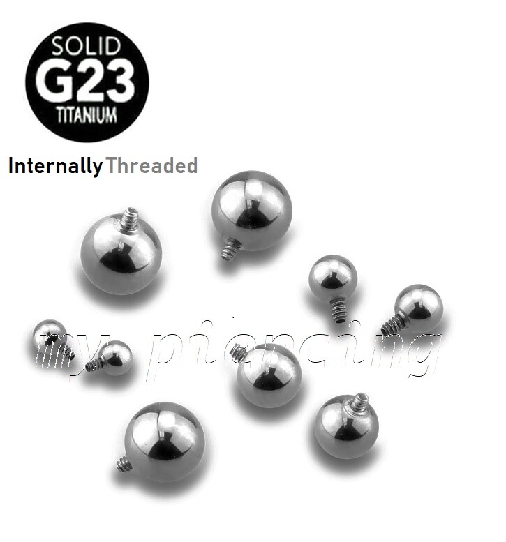 2PCS. G23 Solid Titanium Internally Threaded Ball Replacement Part 16G 14G