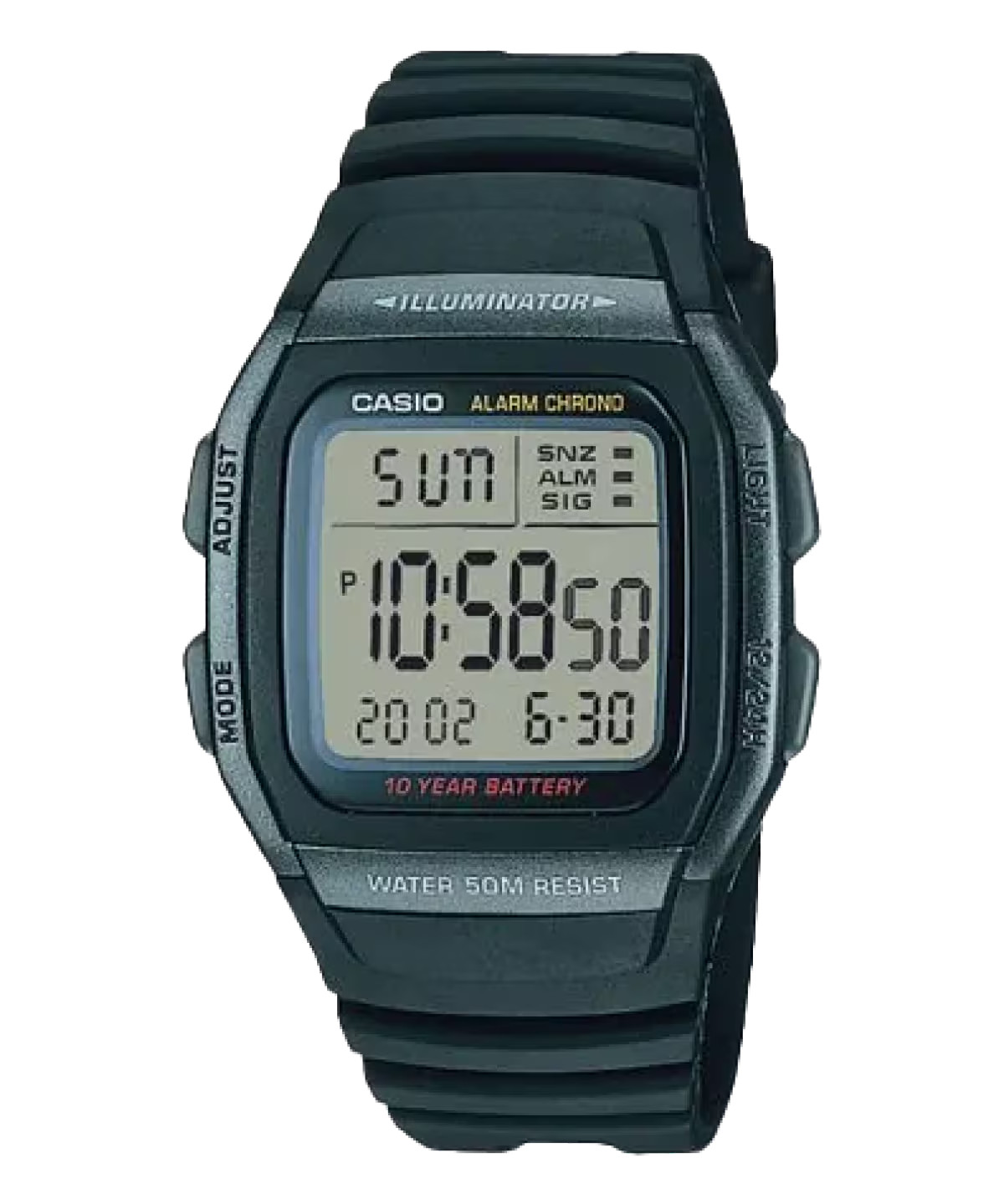 Casio W-96H-1BV Digital Sport 50M WR Alarm LED Backlight Afterglow Stopwatch