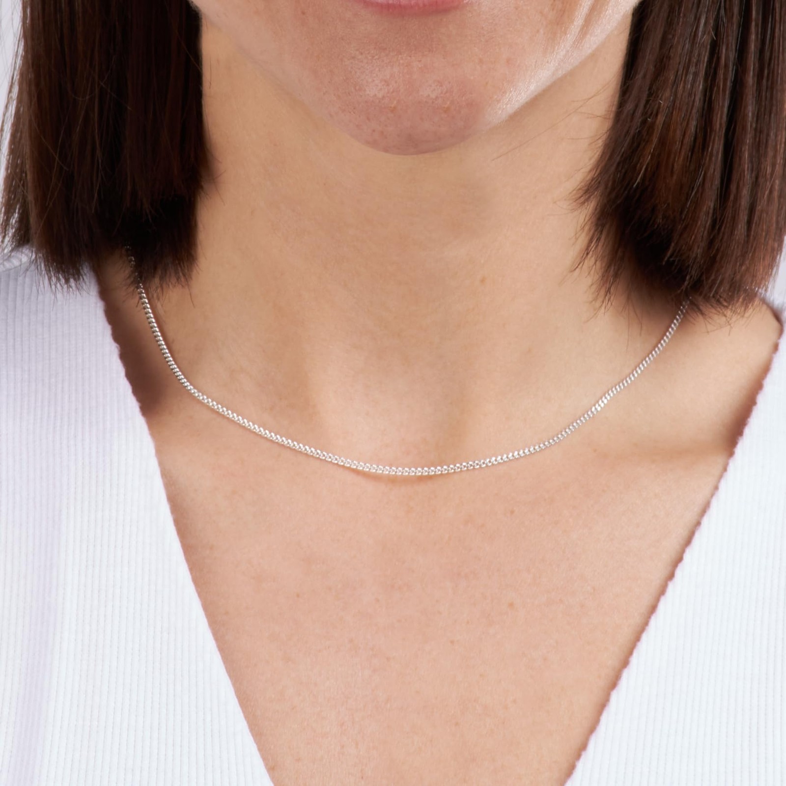 Kezef 2Mm 925 Chain Necklace Men – Necklace 18 Inch Curb Diamond