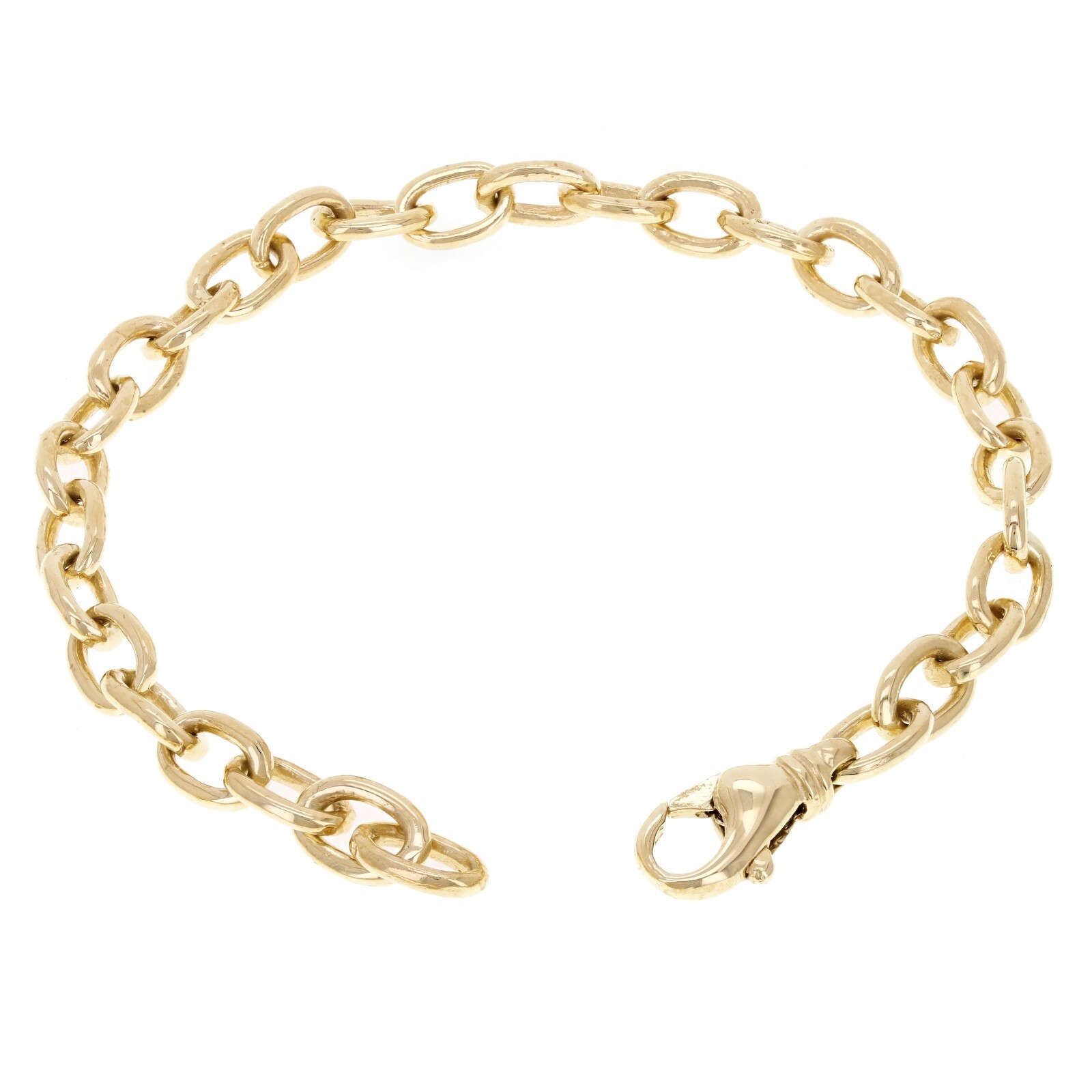 14k Yellow Gold Solid Handmade Oval Link Chain Bracelet 8″ 6.9mm 20 grams