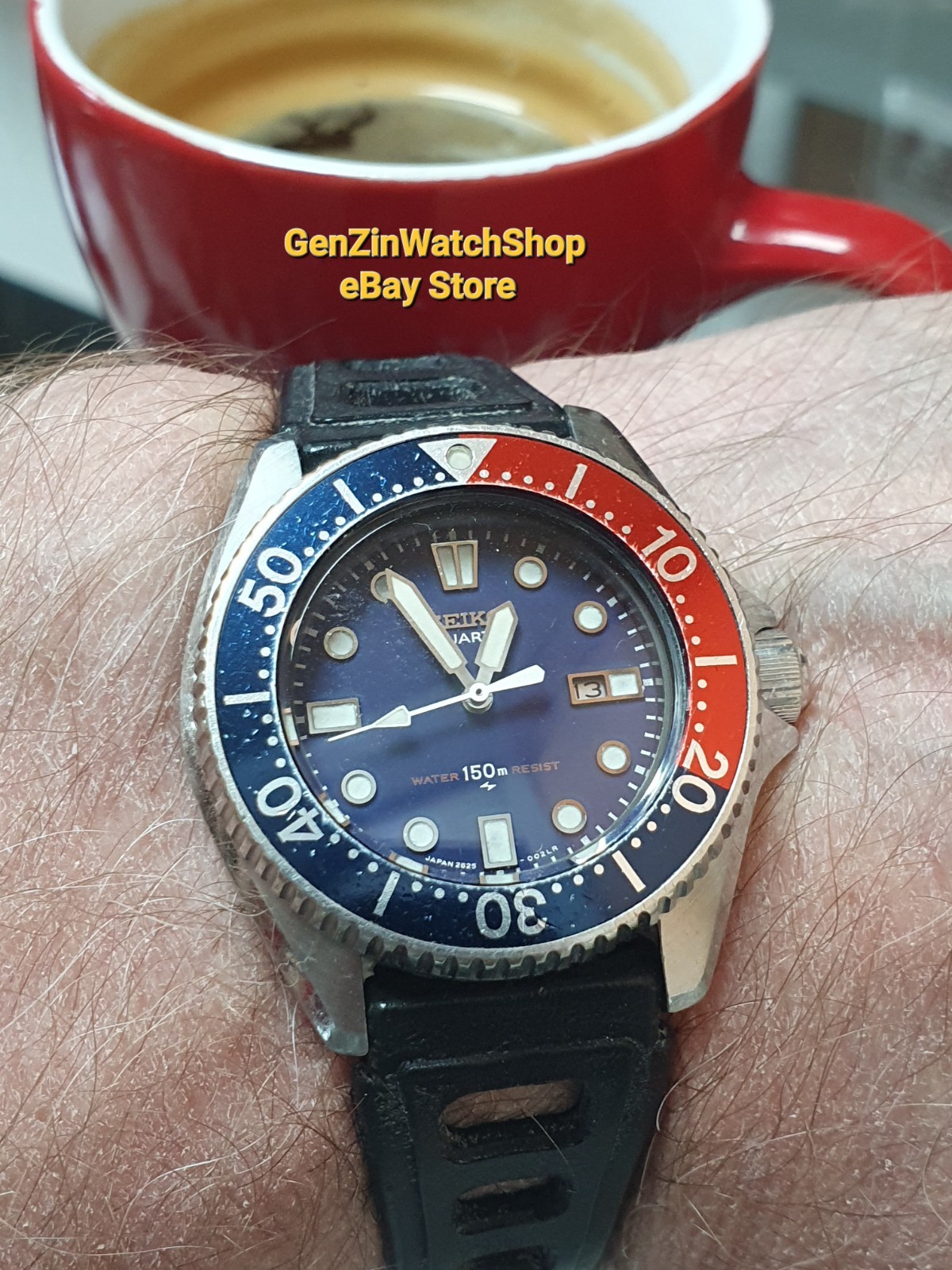 Vintage Seiko 2625-001B Pepsi Diver October 1980 Quartz Mid-Size Original Strap
