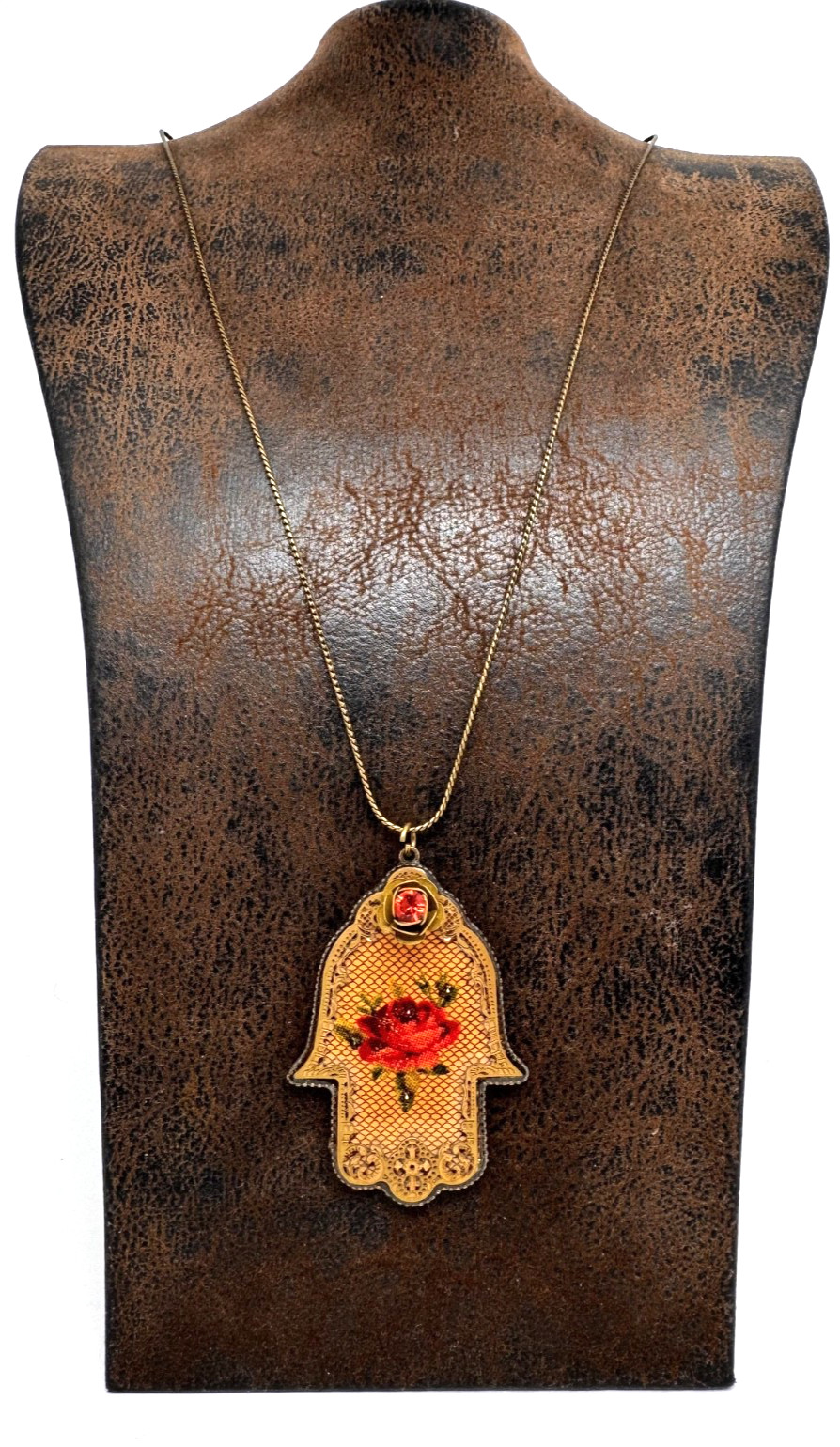 Lovely Michal Negrin Hamsa Necklace With Colorful Crystals Unique #648#