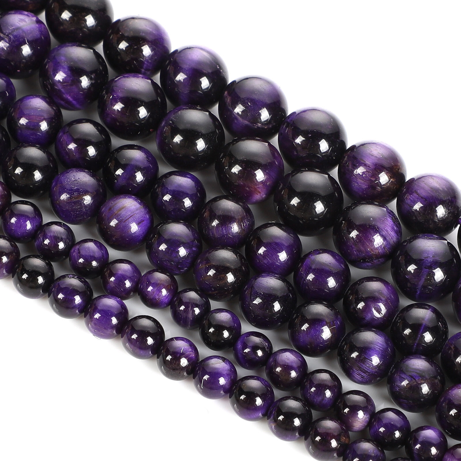 Natural Tiger’s Eye Gemstone Smooth Round Loose Beads for DIY Bracelet Necklace