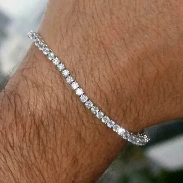 4.50Ct Round Cut Lab-Created Diamond Men’s Tennis Bracelet 14K White Gold Plated