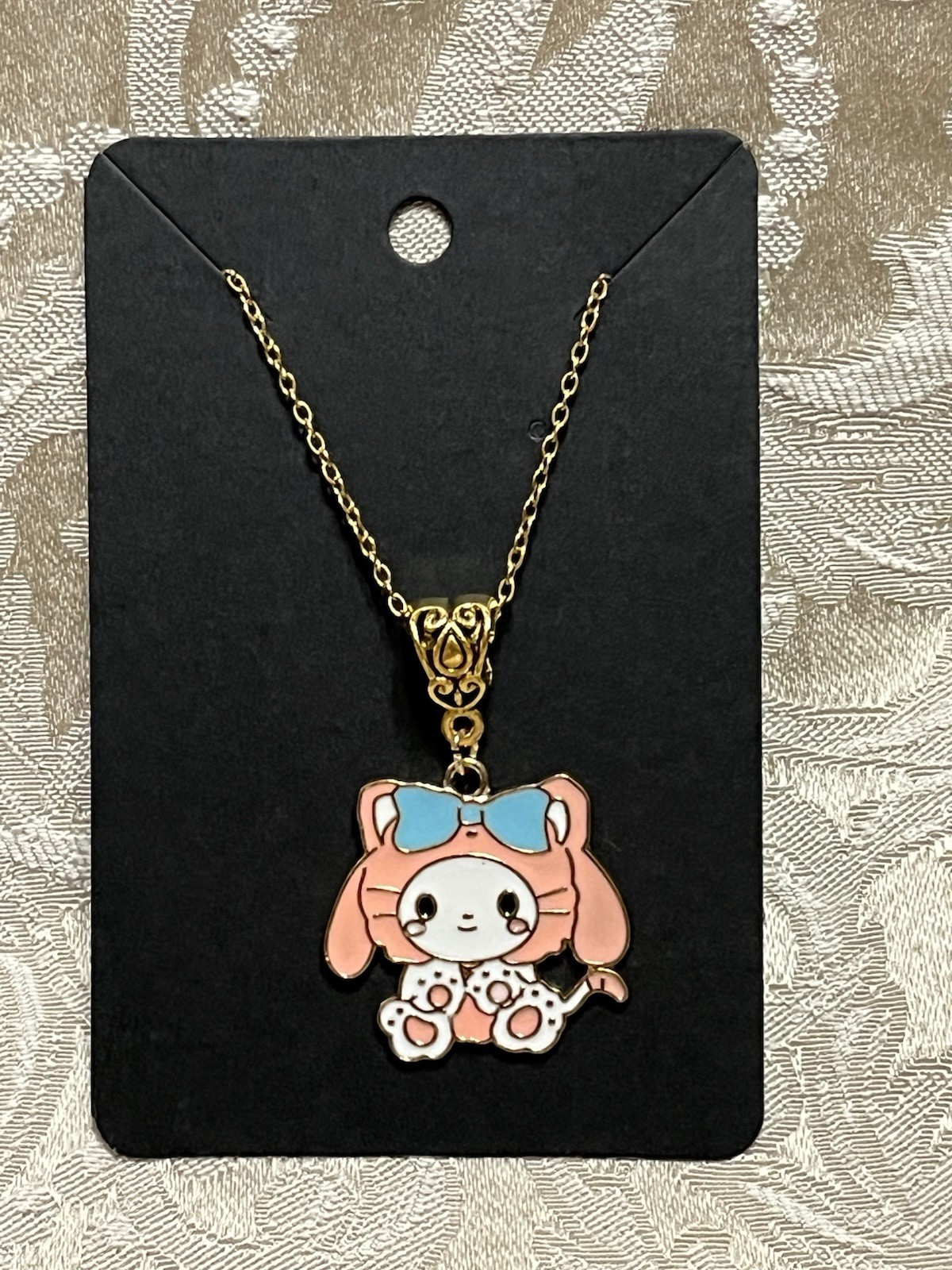 Sanrio Hello Kitty My Melody Animal Costume Enamel Pendant Gold Necklace 18”
