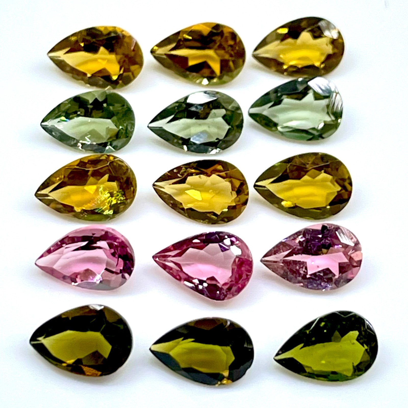 VVS 15 Pcs Natural Multi Tourmaline 6x4mm Pear Cut Loose Untreated Gemstones Lot