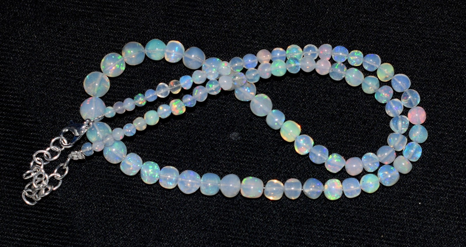 16″Natural Ethiopian Opal Wello Fire Opal Gemstone Beads Necklace Jewelry F3912