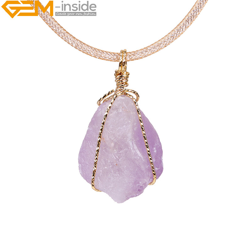 Natural Charm Necklace Raw Crude Crystal Pendulum Quartz Pendants For Women