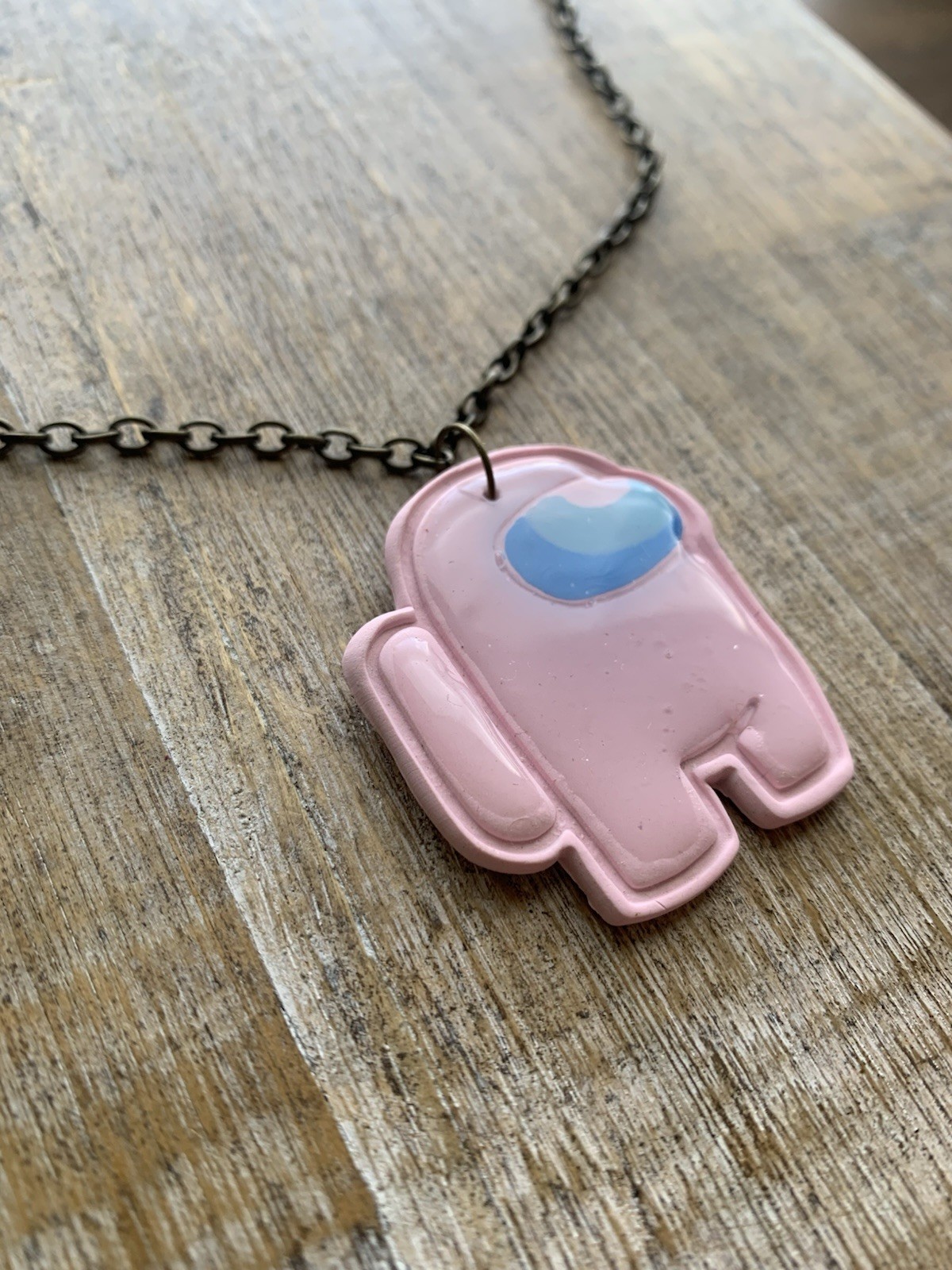 Handmade Polymer Clay Video Game Necklace Among Us