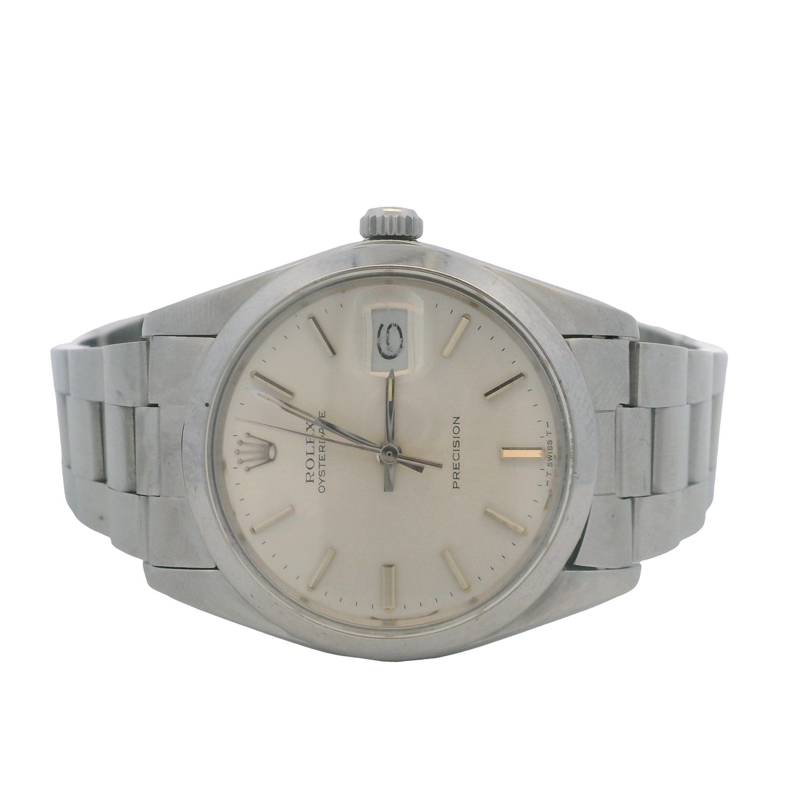 Rolex Oysterdate Precision 6694 34mm Silver Dial Vintage Steel Year 1983 Watch