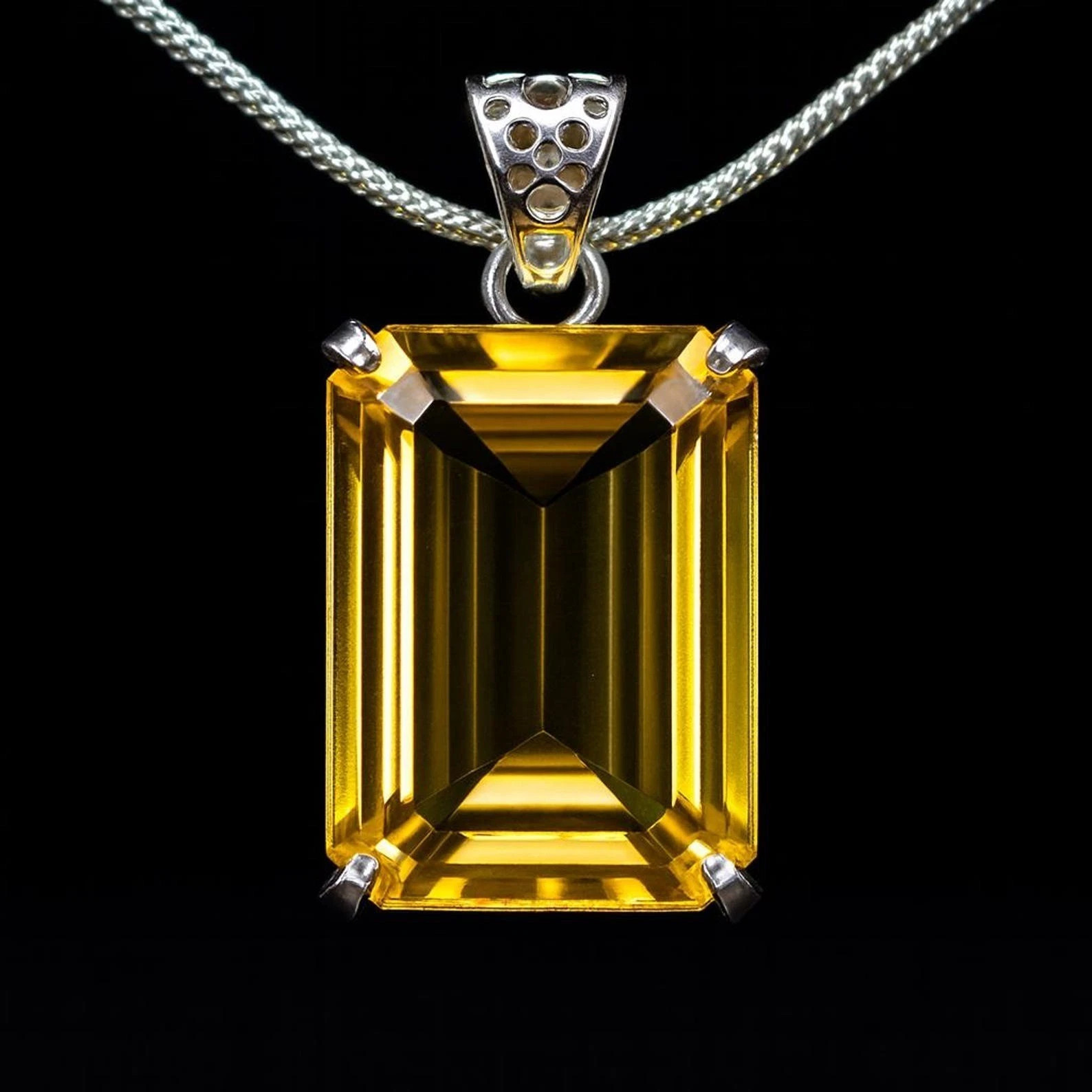 GIE Certified Natural Emerald Cut 105 Ct Yellow Citrine Pendant Loose Gemstone