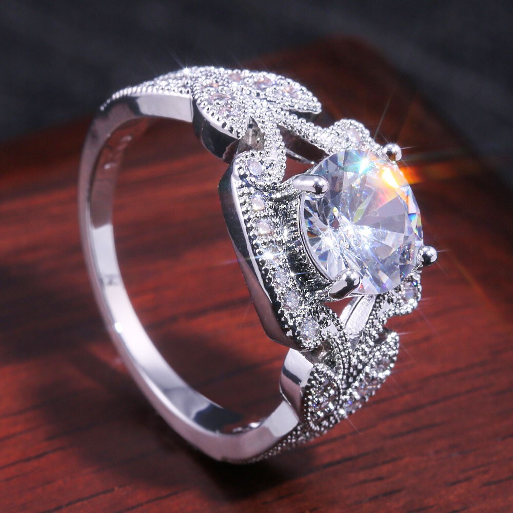 Authentic Vintage Style Engagement Ring Silver Plated 1.95 CT Simulated Diamond