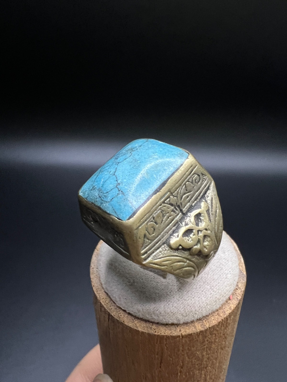 Rare Antique Turquoise Ring Size 10 Handmade Turquoise Statement Ring Artisan