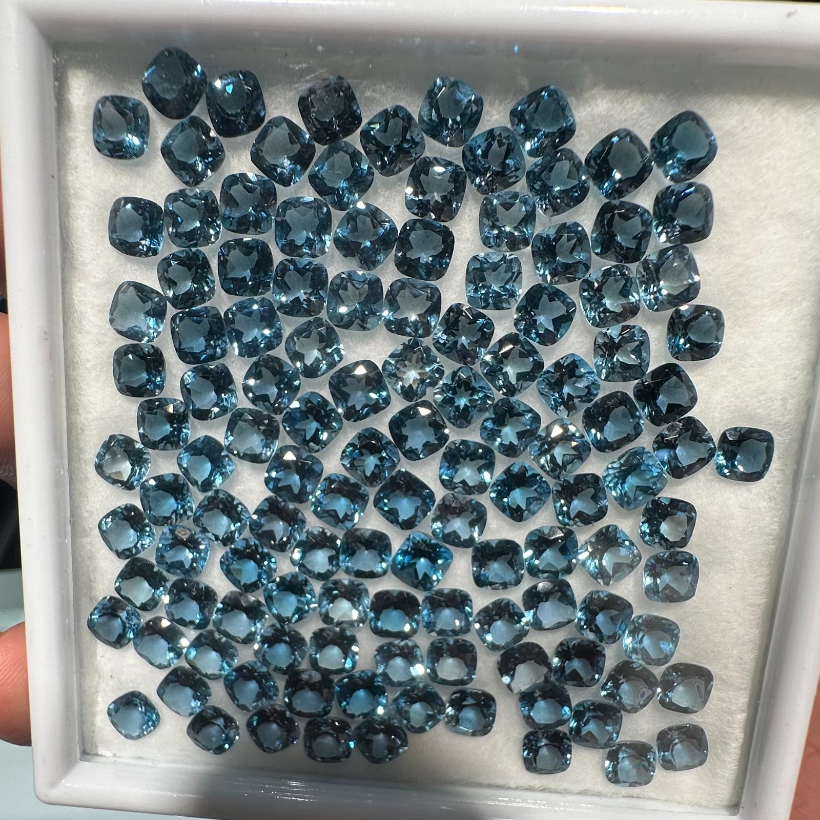 Natural Blue Topaz London Faceted Cushion Cut Loose Gemstone 5X5 MM For Making